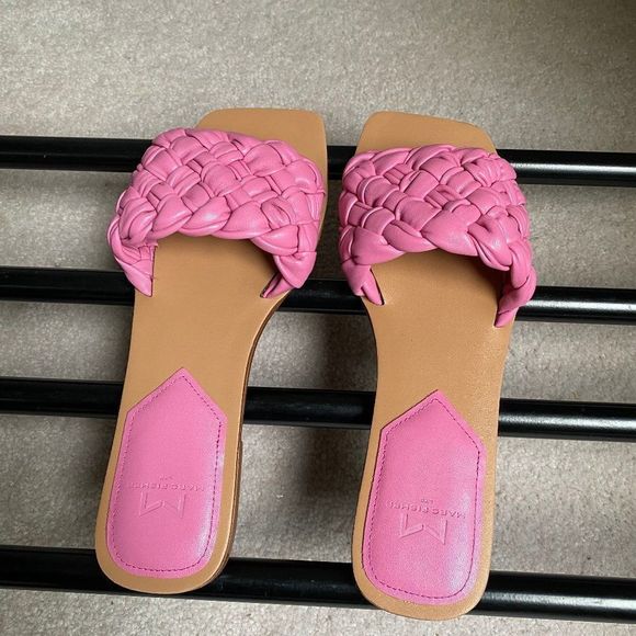 MARC FISHER Women Reanna Leather Slide Sandals - NEW NWOB - Picture 3 of 9